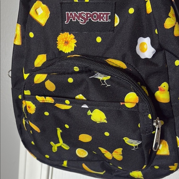 NWOT Jansport Kids Mini Backpack - Black with Yellow Floral Print - Picture 3 of 5